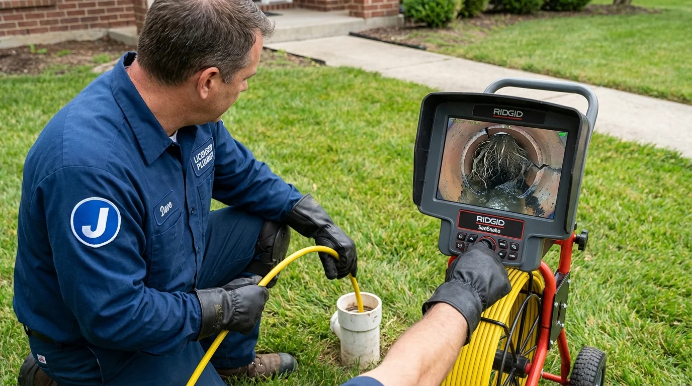 Sewer camera inspection being performed by Johns Plumbing LLC in Jonesville